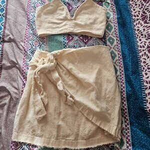 Linen size small junior girls skirt and bando set